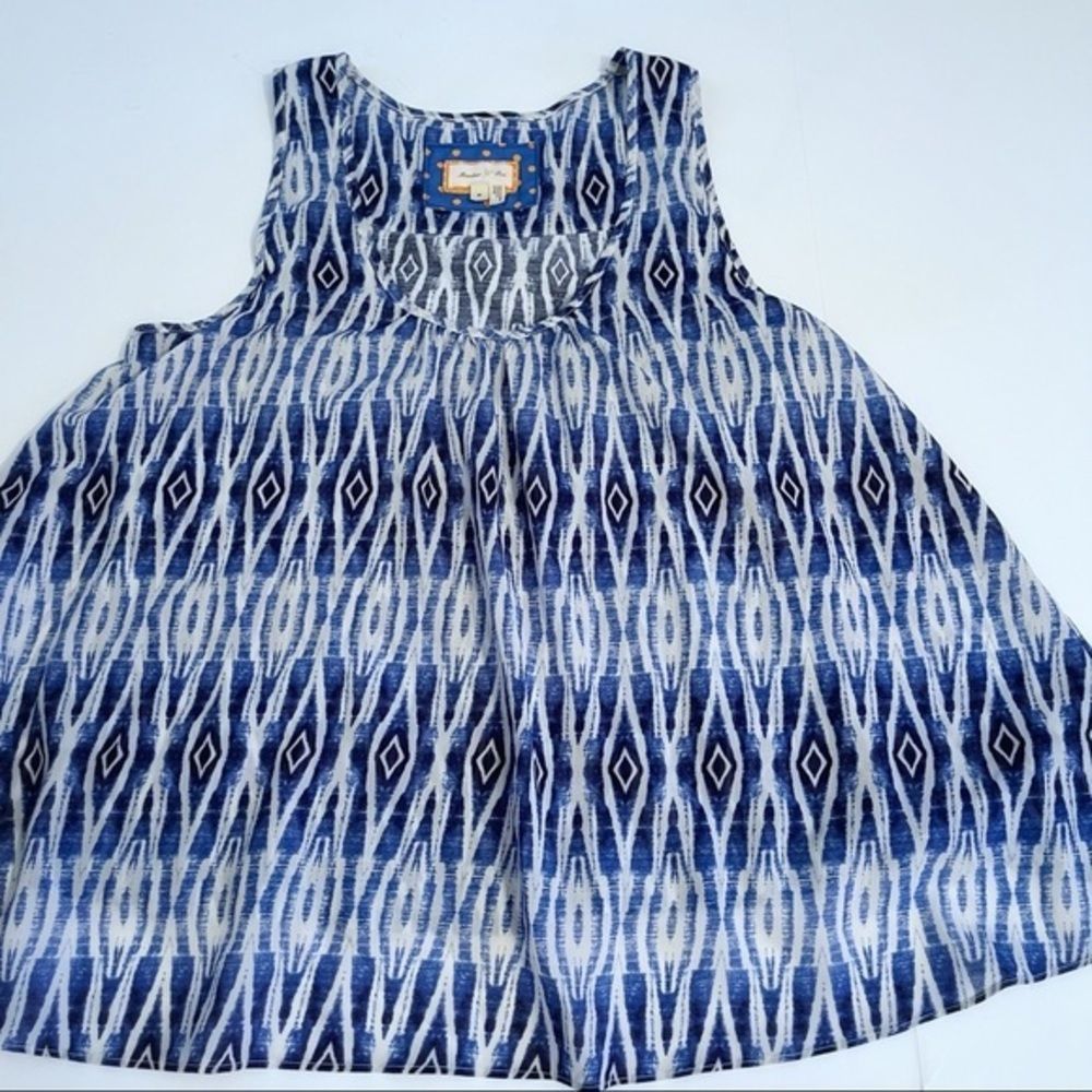 ANTHROPOLOGIE Meadow Rue Tank Top Blue Geometric Medium